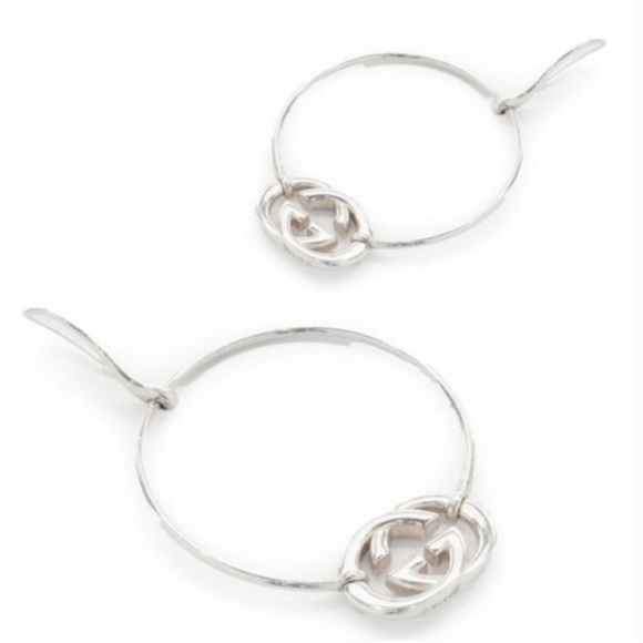 NIB GUCCI GG Britt 925 Silver Hoop Earrings w/ Pouch - Picture 11 of 15